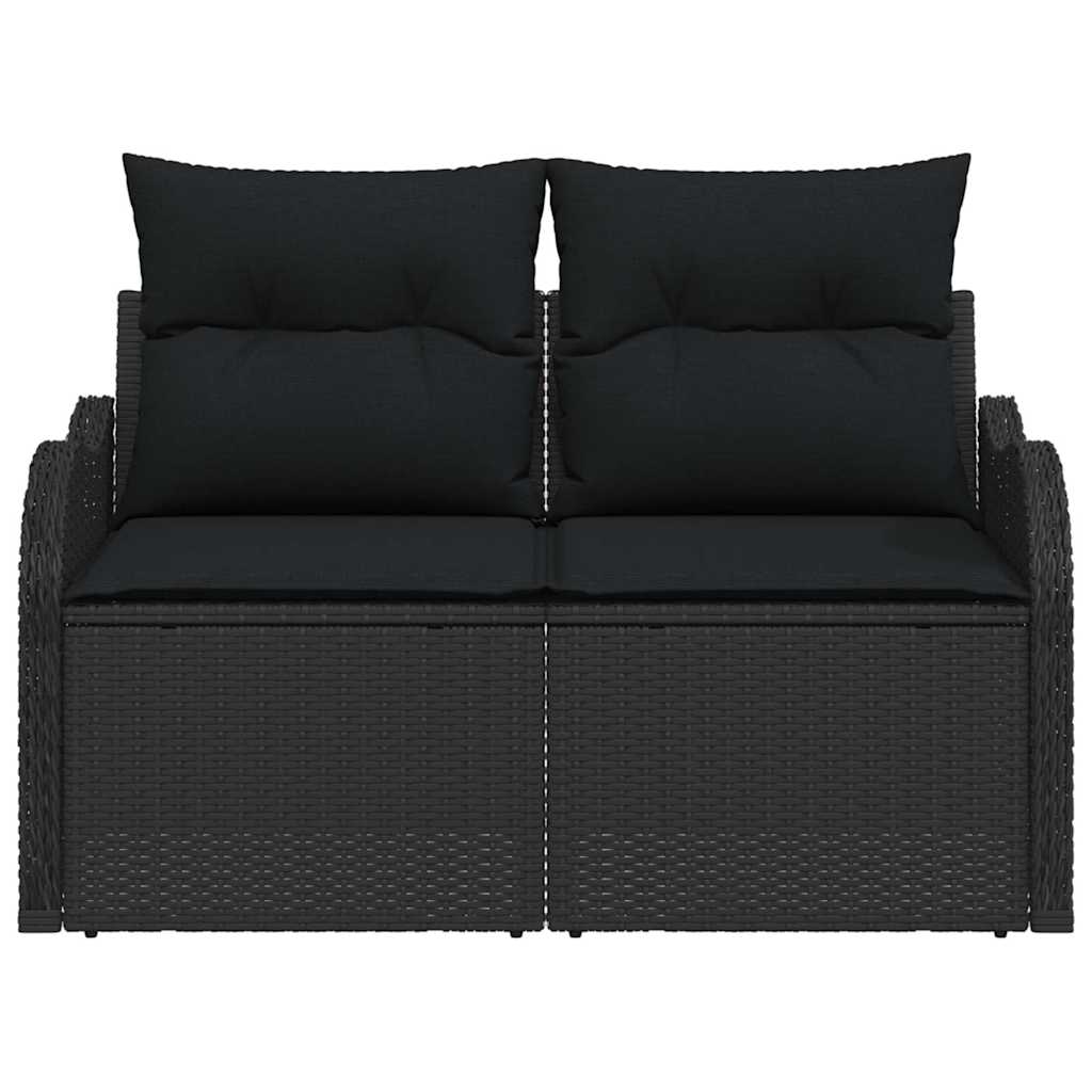 Gartensofa mit Kissen Schwarz 121 x 62 x 69cm Poly-Rattan